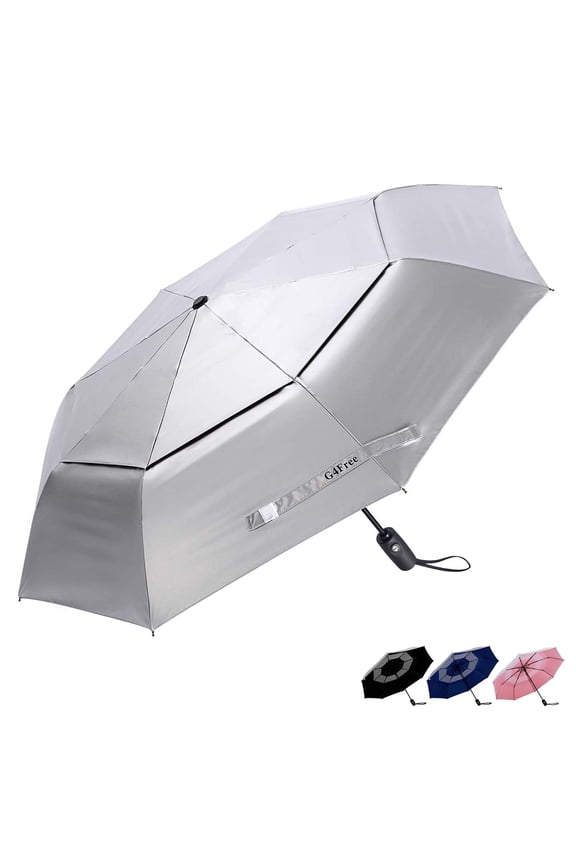 UPF 50+ UV Protection Travel Umbrella 42/46 Inch Windproof Silver Coating Sun Blocking Umbrella