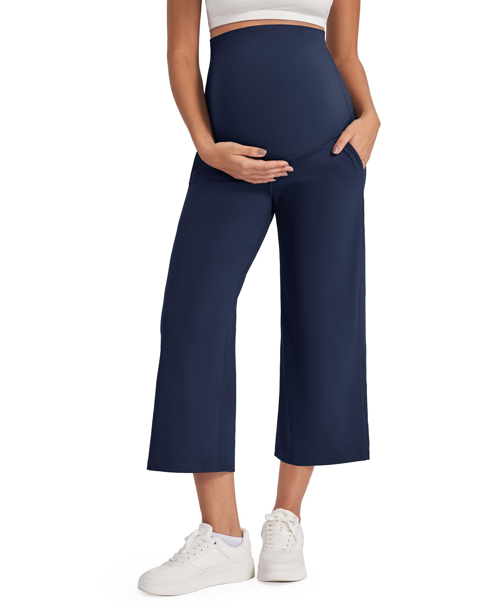 G4Free Yoga Capris for Women Wide Leg Capri Pants with Pockets Stretch Flare Crop Work Pants for Office Business Casual(Taupe,S,22