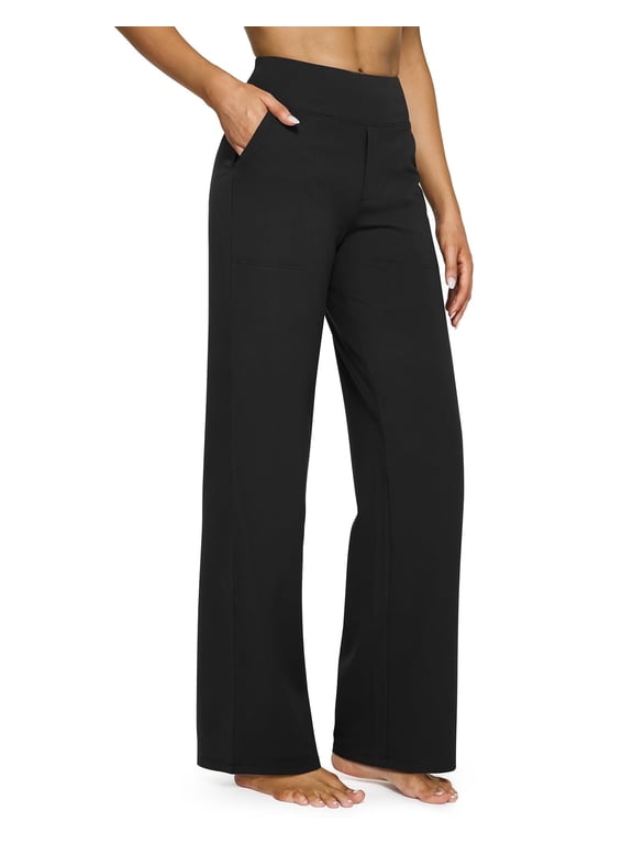 Yoga Pants Women Wide Leg Pants with Pockets High Waist Stretch Dress Casual Sweatpants Petite/Regular/Tall