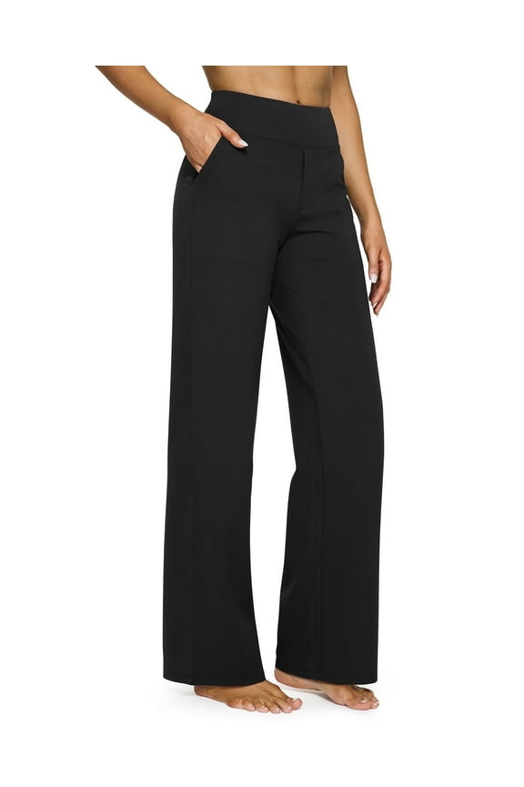 Yoga Pants Women Wide Leg Pants with Pockets High Waist Stretch Dress Casual Sweatpants Petite/Regular/Tall