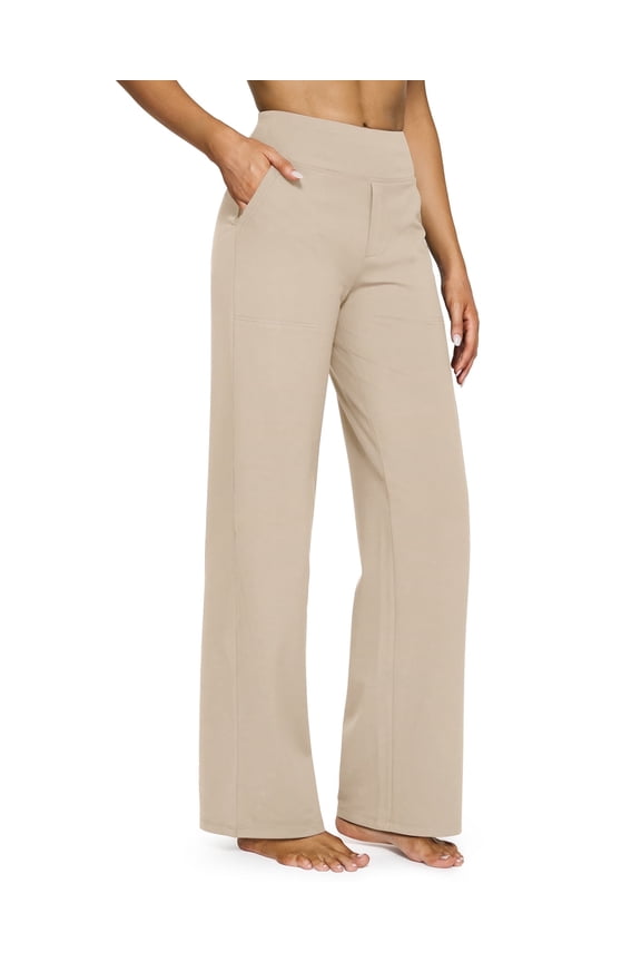 Yoga Pants Women Wide Leg Pants with Pockets High Waist Stretch Dress Casual Sweatpants Petite/Regular/Tall