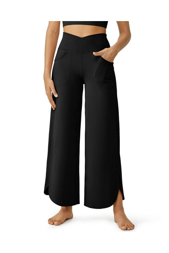 25''/27''/29'' Wide Leg Pants for Women Loose Yoga Cross High Waist Dance Palazzo Casual Pants with Pockets