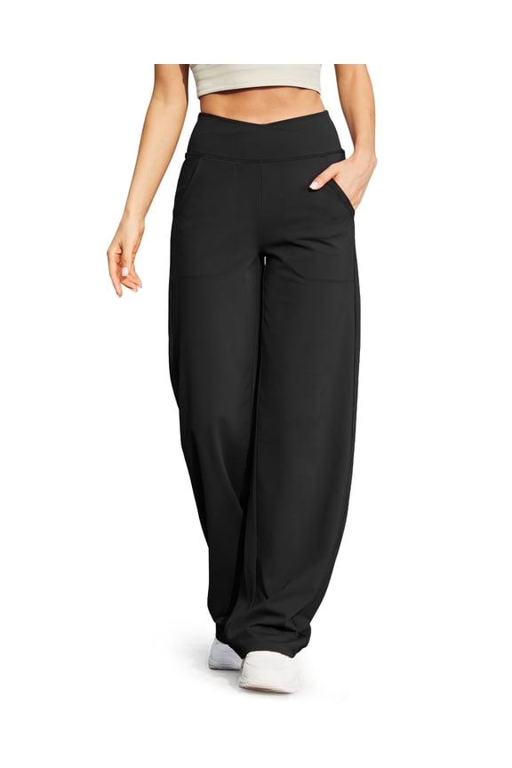 Wide Leg Pants for Women Loose Yoga Pants with Pockets Petite/Regular/Tall Stretch Casual Lounge Pants