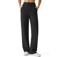 thumbnail image 1 of G4Free Women's Waffle Knit Wide Leg Pants – High Waisted Sweatpants with Pockets Casual Straight Leg Pants, 1 of 7