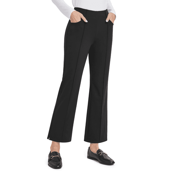 G4Free Yoga Dress Pants for Women Wide Leg Ankle Pants with Pockets Strechy Casual Loose Flare Work Pants