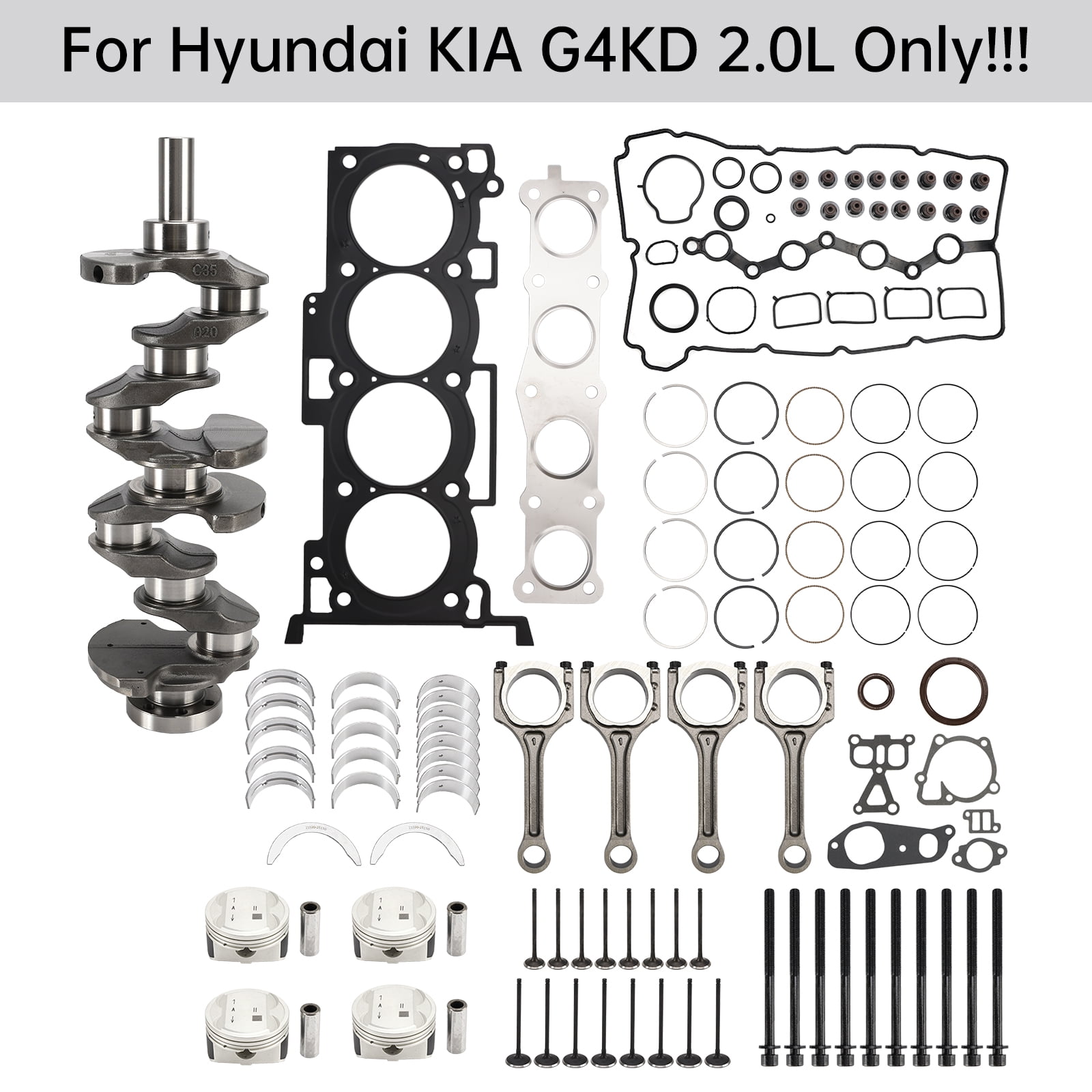 G4KD 2.0L Engine Overhaul Rebuild Kit Crankshaft Connecting Rods for Hyundai Kia