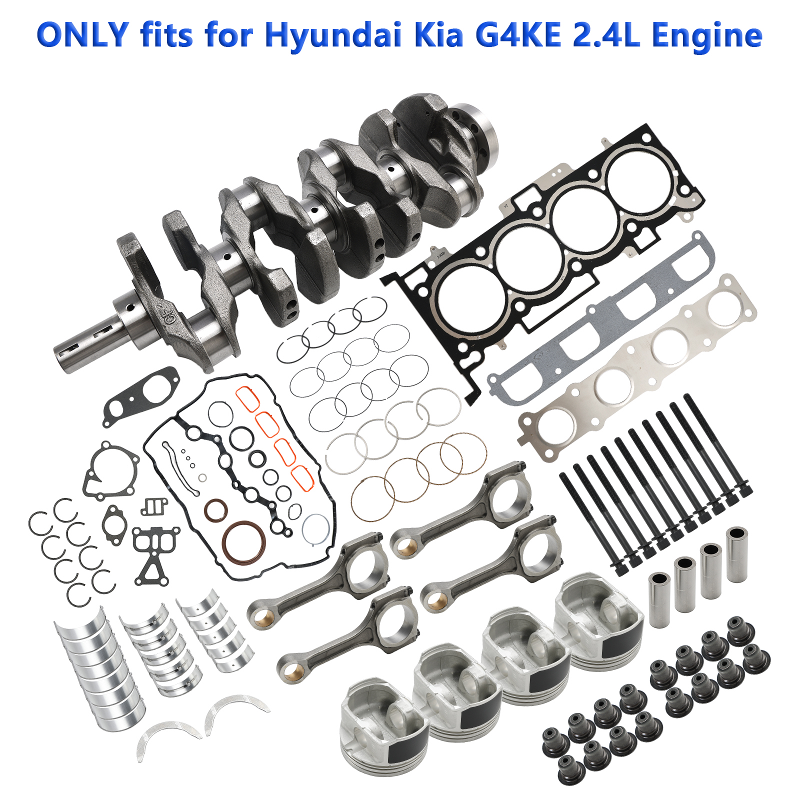G4KE 2.4L Engine Overhaul Rebuild Kit & Crankshaft & Con Rods for Hyundai KIA