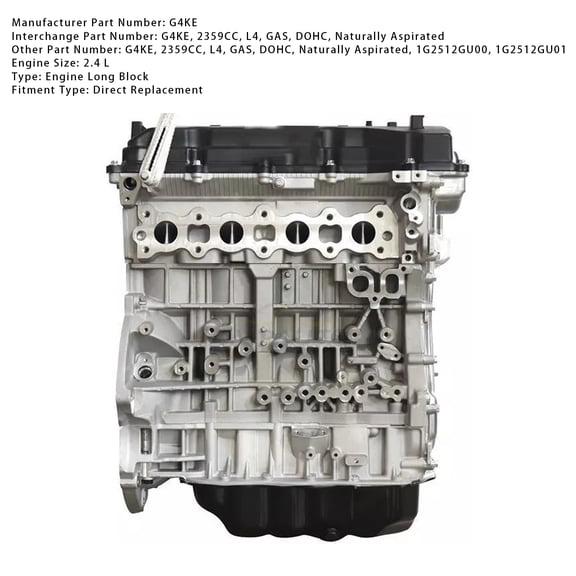 G4KE Long Block Engine Assembly 2.4L for Hyundai Santa Fe Sonata Tucson 2007-2021