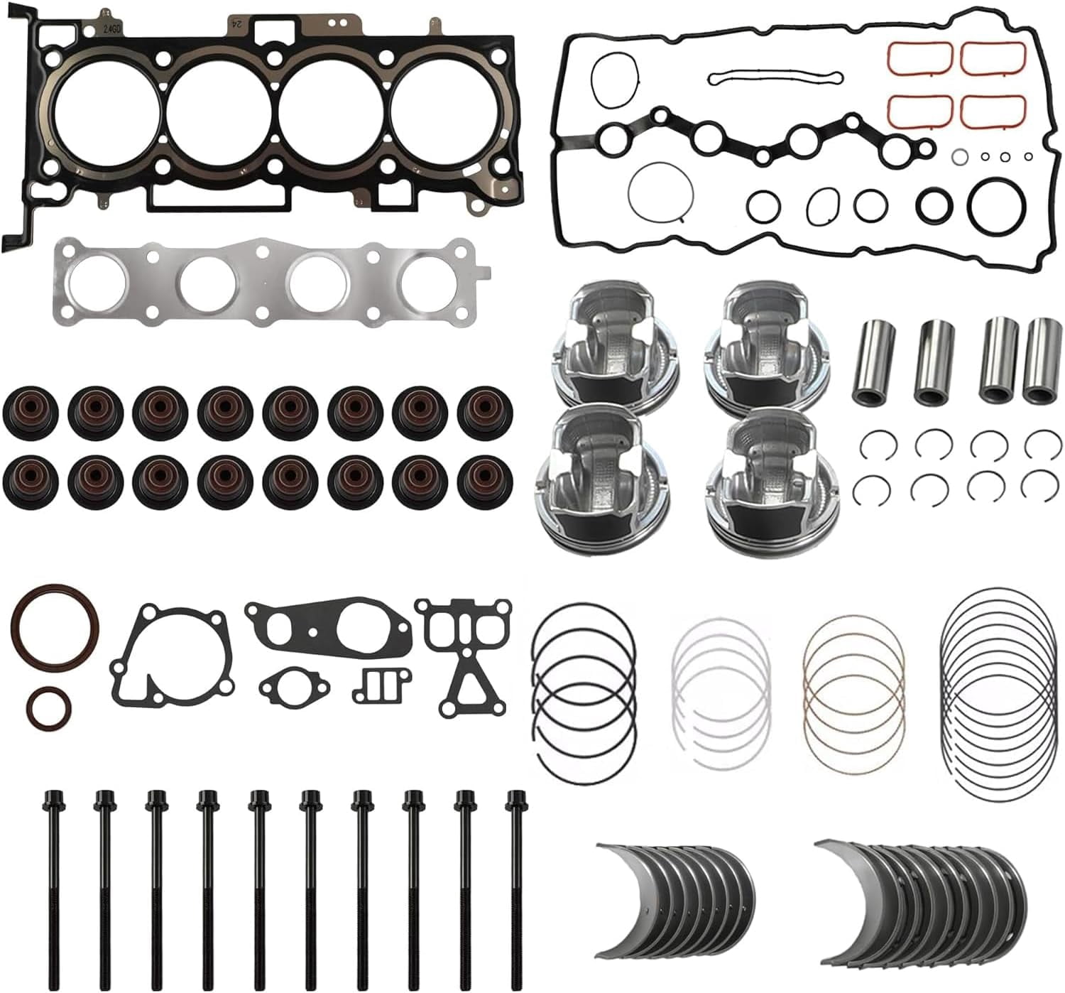 G4KJ 2.4 Engine Rebuild Kit Bearing Head Gasket Set Bolts For Hyundai Tucson Kia Optima 2.4L 2014-2019