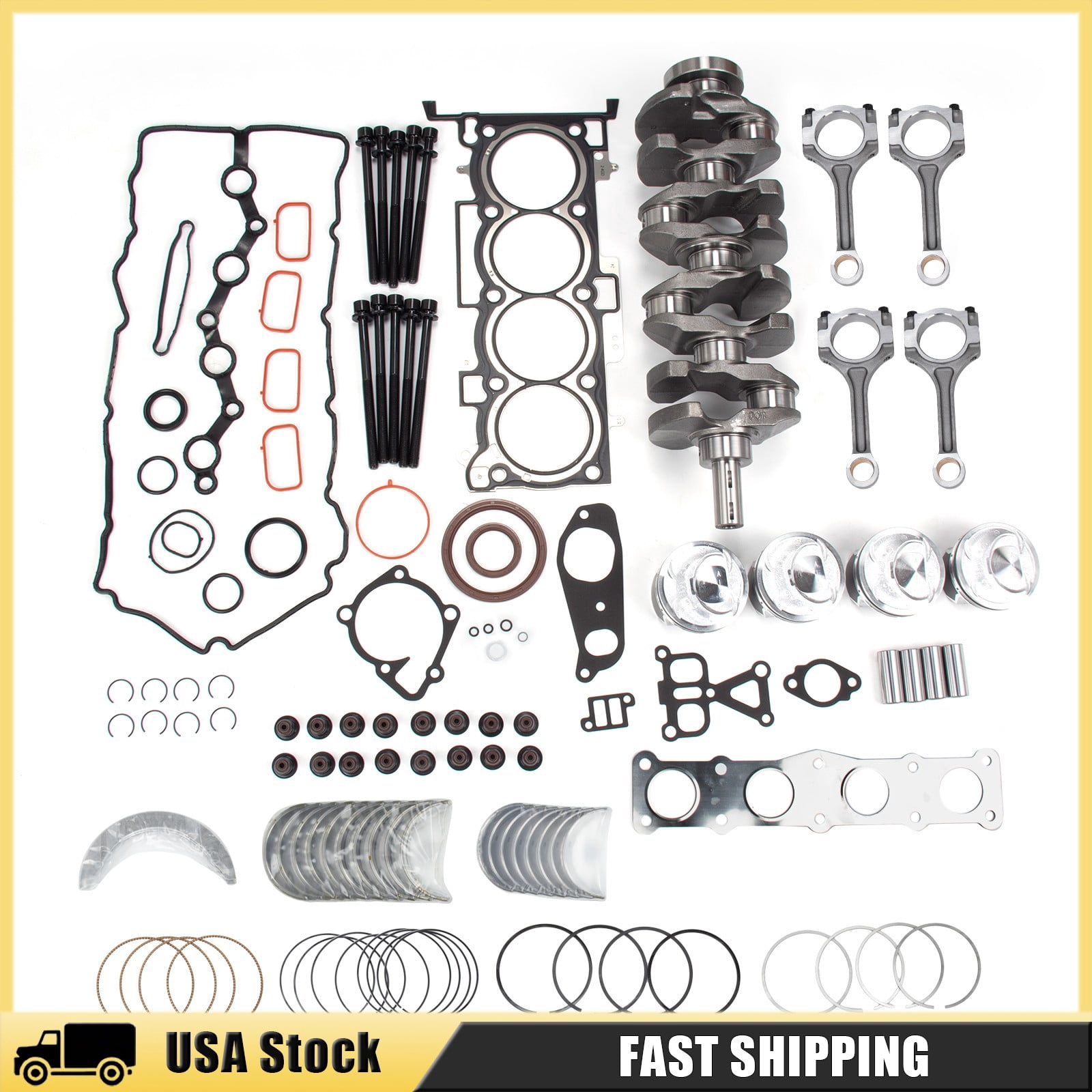 G4KJ Engine Rebuild Overhaul Kit For Hyundai Kia 2.4L Crankshaft Con Rods Piston
