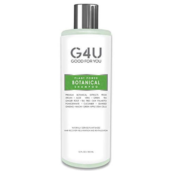 G4U Botanical Shampoo for Hair Loss, Hair Growth and Thinning Hair. Sulfate Free, Plant Based, Natural, Gentle and Mild with DHT Blockers For Men and Women, All Hair Types, Colored Hair. 12 oz