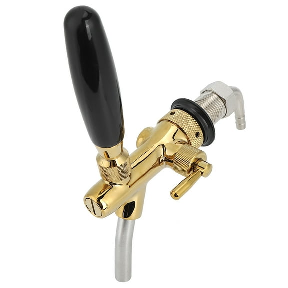 G5/8 Thread Adjustable Beer Tap Faucet Golden Color Equipment Stainless Steel 3 Tap Draft Beer Tower with Handle Beer Faucet Flow Rate Regulator Kit for Home