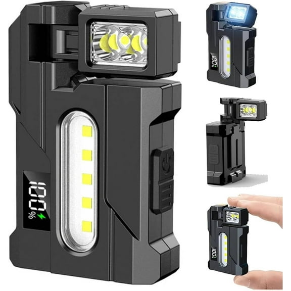 G5 EDC Flashlight, 1200 Lumens Rechargeable Mini LED Light with 180° Rotatable Magnet, 3 Modes Dual Light, Pocket Torch for Outdoor & Emergency(1Pcs)