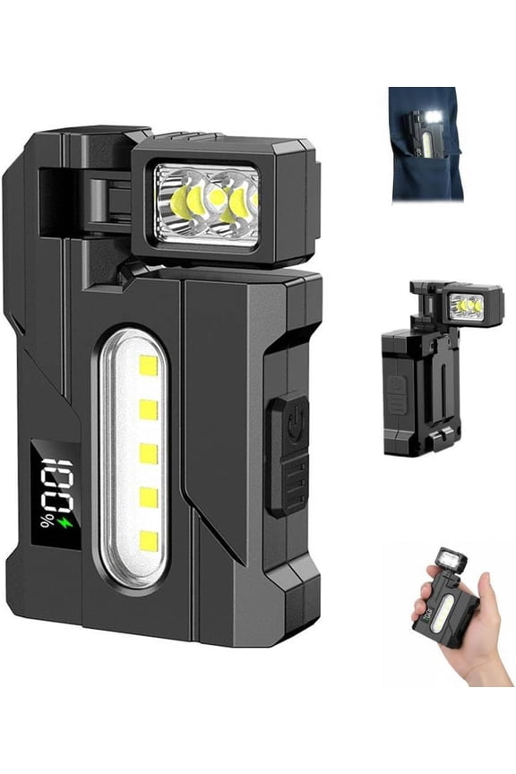 G5 EDC Flashlight 1200 Lumens,Super Bright Rechargeable Mini Light with 180° Rotatable Magnet,3 Modes EDC Flashlight,Portable Pocket Dual Light,Magnetic Keychain F-lashlight for Outdoor Emergencies