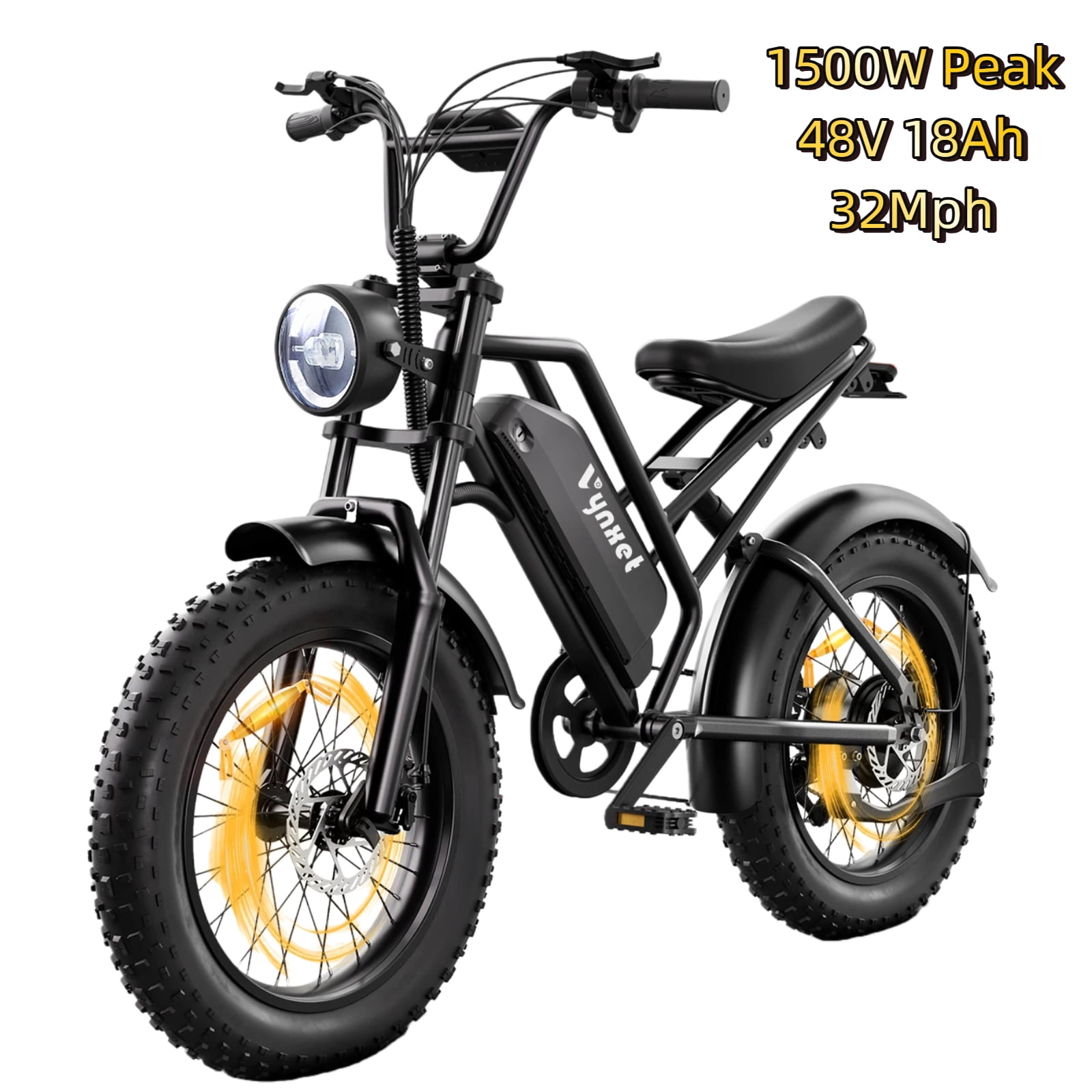 G50 1500W Peak Electric Bike for Adults, 48V 18Ah, 68 Mile Range, 32MPH Top Speed, All-Terrain 20"x4.0" Fat Tire Electric Dirt Bike, UL2849