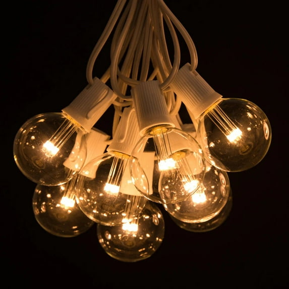 G50 LED Warm White String Lights with White Wire