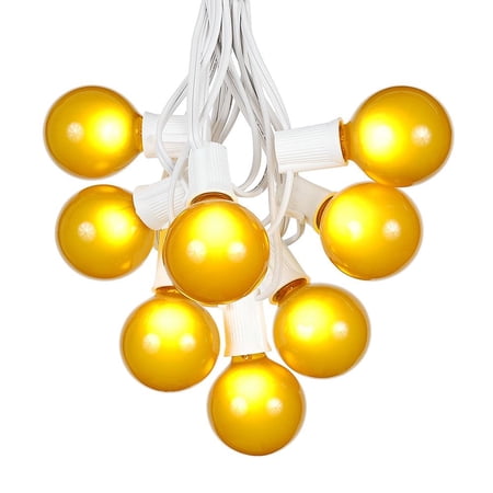 G50 String Lights with 25 Yellow Globe Bulbs – Outdoor Globe Light Strings – Market Bistro Café Hanging String Lights – Party Patio Garden Umbrella Globe Lights - White Wire - 25 Foot