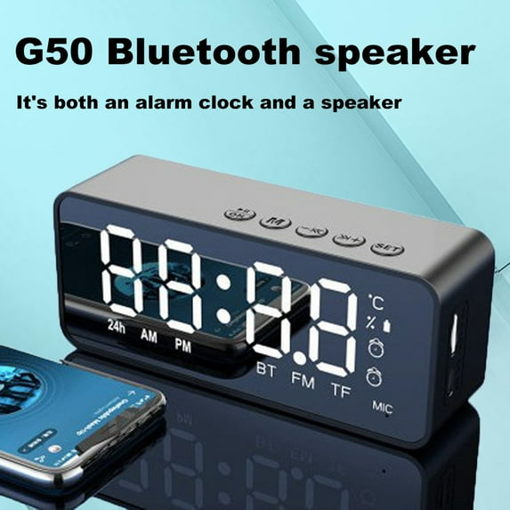 G50 Wireless Bluetooth Speaker with FM Mini Card Portable Speaker LED Mirror Alarm Clock Audio Stall Receiving Voice Prompt Hot