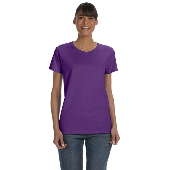 G5000L Gildan Ladies Heavy Cotton 100% Cotton T-Shirt, Purple, L, Pack Of 12, Tshirts for Women