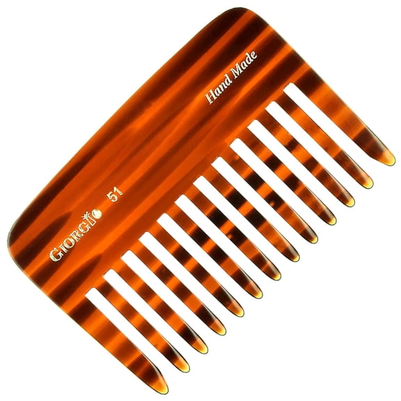 G51 Wide Tooth Detangling Combs for Women, Wide Teeth Pocket Comb for Thick Curly Wavy Hair. Hair Detangler Comb For Wet and Dry Everyday Care. Handmade, Saw-Cut and Hand Polished