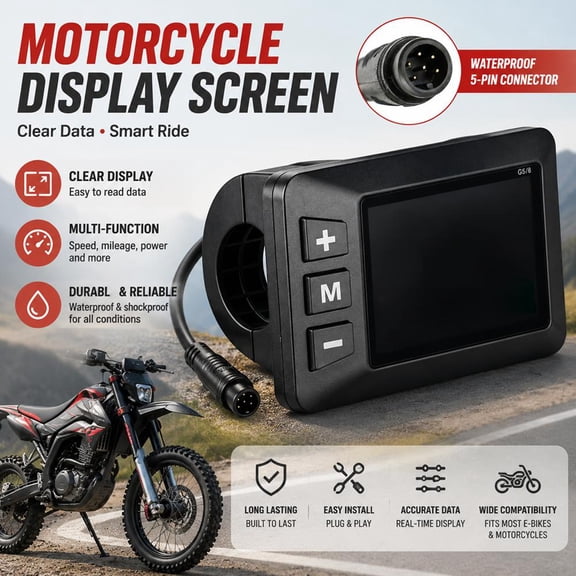 G518 Display Screens, E-bike Lcd Display Speedometer Replacement with 3 Function Keys, Electric Off-road Motorcycle Accessories, Riding Data Check, for Yozma In10 Electric Dirt Bike