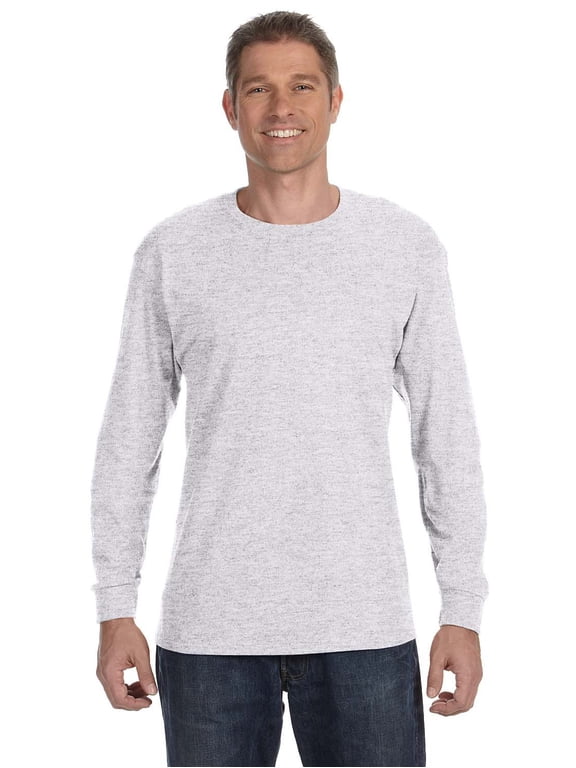 G540 Heavy Cotton Long-Sleeve T-Shirt -Ash Grey-X-Large