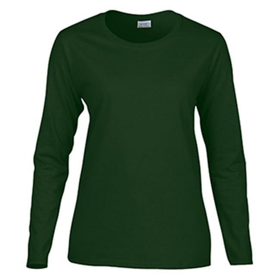 G5400L Heavy Cotton Ladies Long Sleeve Tee - Forest Green- Large