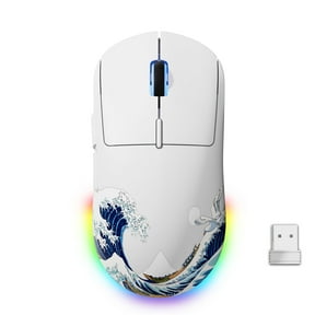 G57 Wireless Gaming Mouse, 8000 DPI, 80g, 2.4G/Bluetooth/USB-C Rechargeable Wireless Mouse with 5 Programmable Buttons for PC/Mac, White