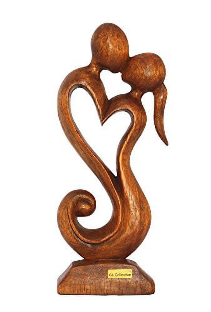 Hand Carved 12" Suar Wood Eternal Love Sculpture