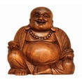 thumbnail image 1 of G6 Collection 12" Tall Wooden Laughing Happy Buddha Statue Hand Carved Smiling Sitting Sculpture Handmade Figurine Decorative Home Decor Handcrafted Art Decoration Size: 12" tall x 11" wide x 6" deep, 1 of 8