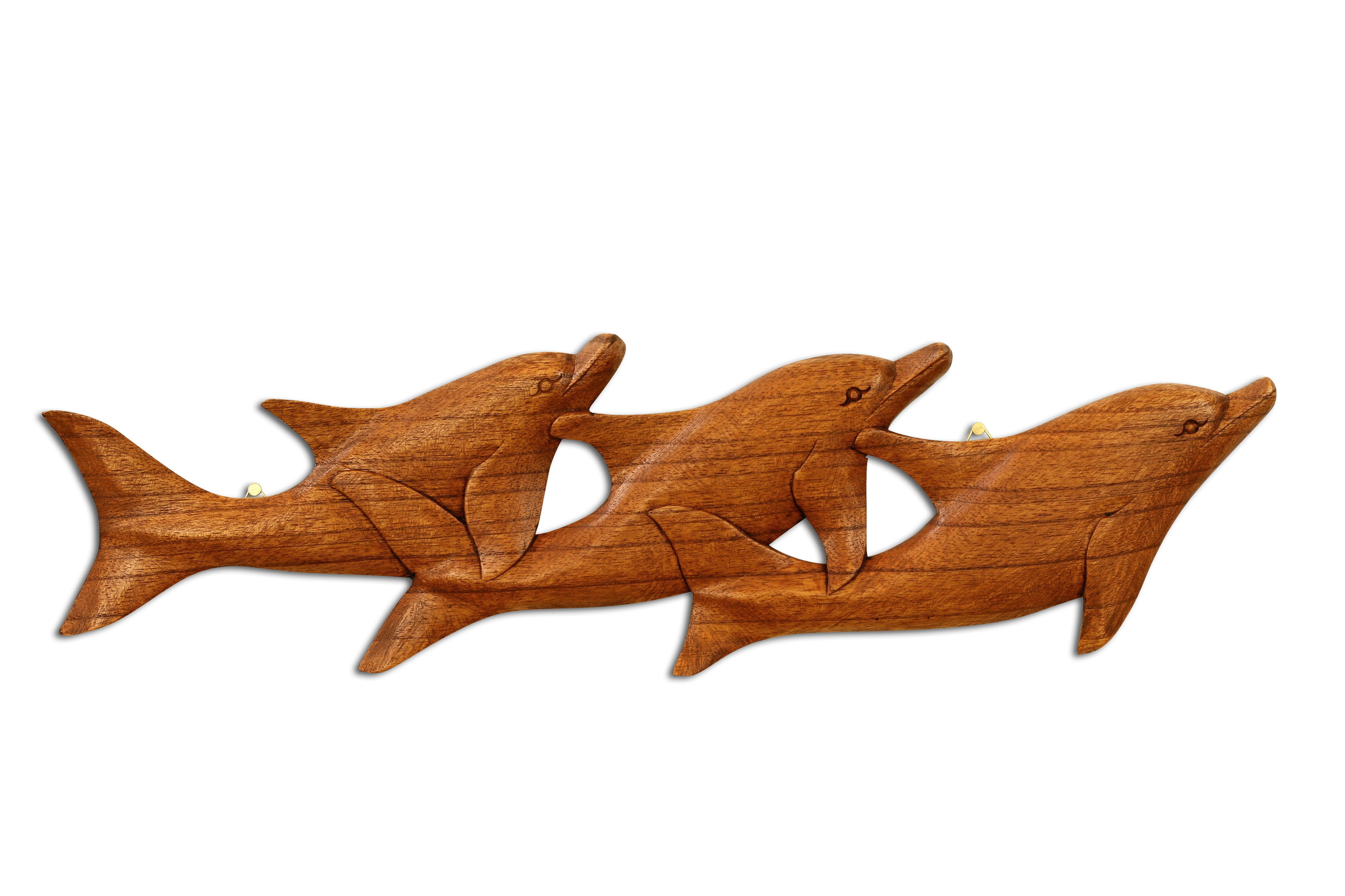 G6 Collection 20" Wooden 3 Dolphins Wall Art Decor Plaque Hanging ...