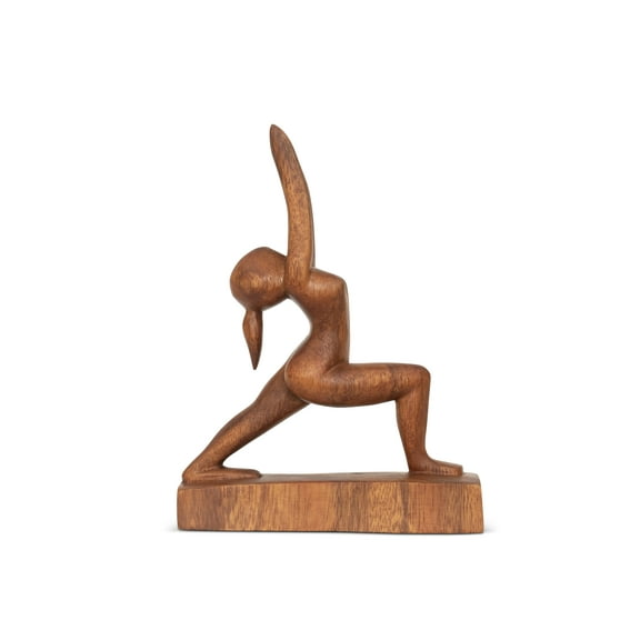 G6 Collection 8" Wooden Handmade Mini Yoga Figurines, Yoga Pose Statue, Yoga Room Studio Decor, Mindful Home Decor Yogi Gift, Decorative Shelf Decor Objects - High Lunge