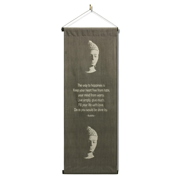 G6 Collection Inspirational Wall Decor Buddha Banner, Inspiring Wall Hanging Scroll, Affirmation Motivational Uplifting Message Art Decoration, Thought Saying Tapestry Buddha - The Way, Gray C85