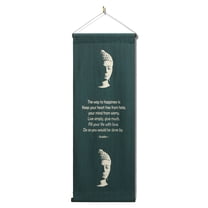 G6 Collection Inspirational Wall Hanging Scroll "Buddha - The Way To Happiness" Banner, Inspiring Quote, Affirmation Motivational Uplifting, Thought Saying Tapestry Color: Blue
