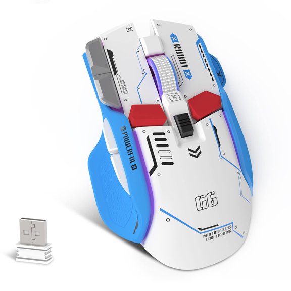 G6 Gaming Mouse, Wired/Wireless/Bluetooth Tri Modes, 5 Adjustable DPI and 11 RGB Backlit, Rechargeable Silent Computer Gaming Mice for Windows/Android/MAC/iOS