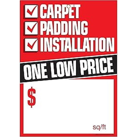 G60CPI Carpet Padding Installation Sale Grommet Reinforced (Brass Ring) 5"x7" Pack of 100 Business Store Signs Cards Flooring , Carpet