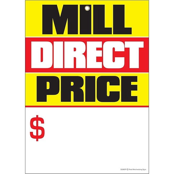G60MDP Mill Direct Price Sale Grommet Reinforced (Brass Ring) 5"x7" Pack of 100 Business Store Signs Cards Flooring , Carpet, and Furniture