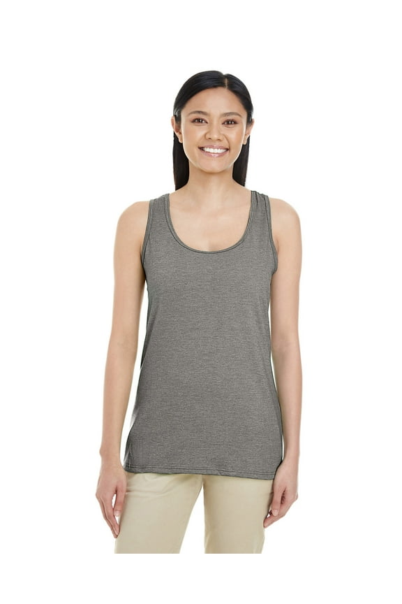G6455L Gildan Ladies' Softstyle Deep Scoop T-Shirt Graphite Heather S