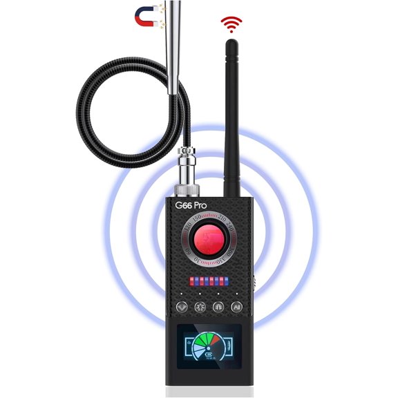 G66 Pro Hidden Camera Detector with AI Auto Scan, Magnetic GPS Tracker, Infrared Camera Finder, LED Display (Medium)