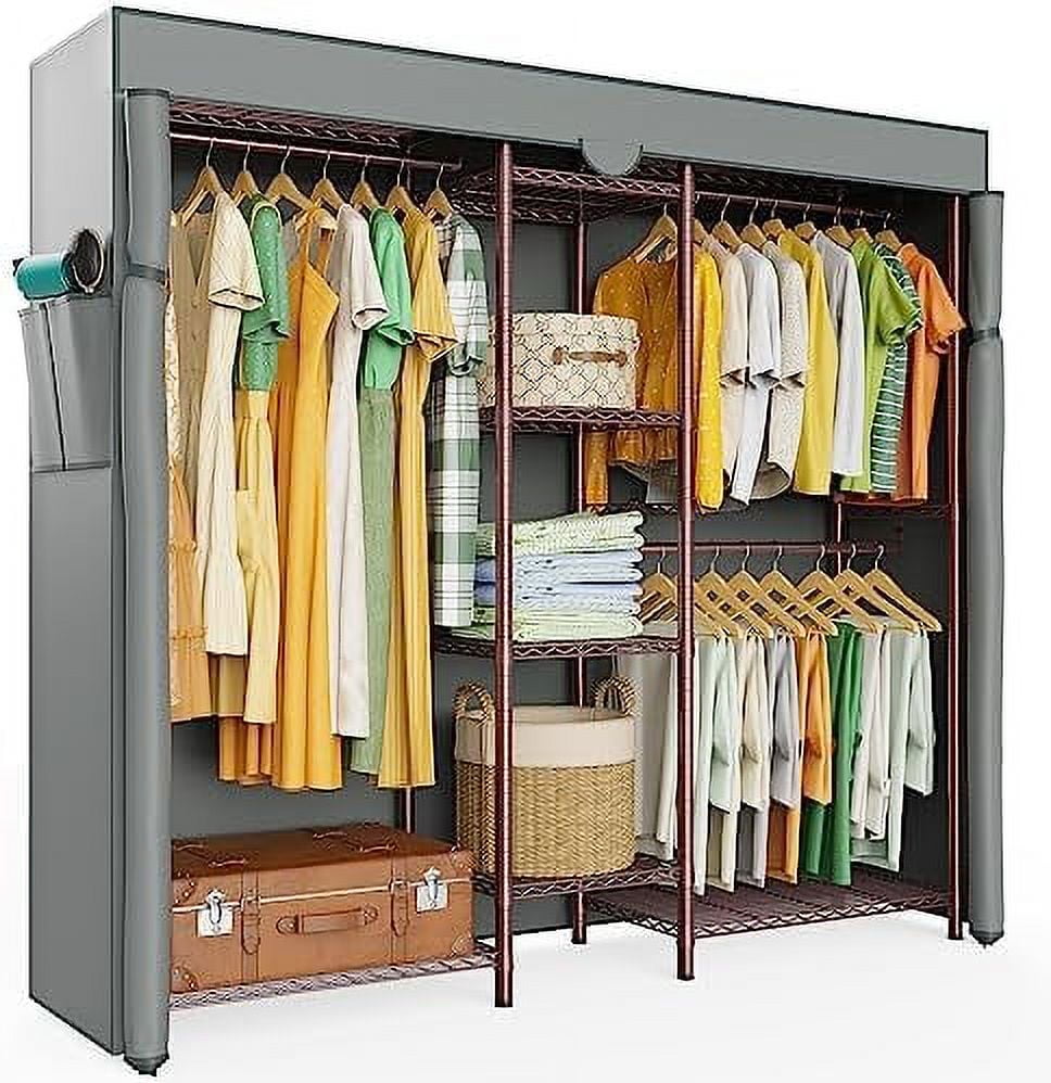 G6C Heavy Duty with Cover Wire Garment Rack for Hanging Clothes Compact