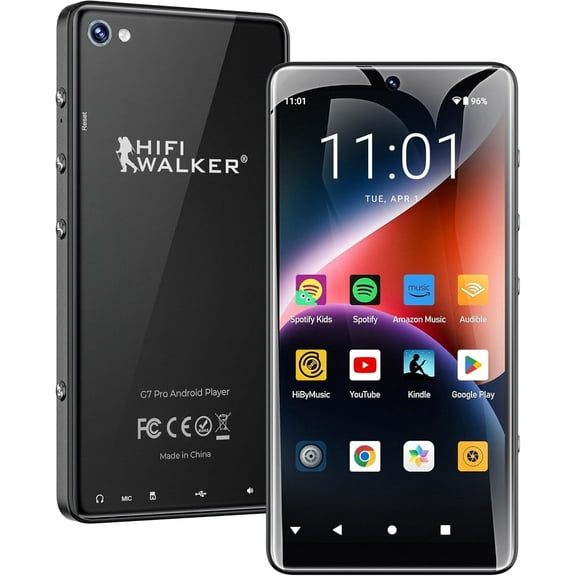 G7 Pro Android 13 MP3 Player with Dual Cameras, Bluetooth and Wifi, 96GB Memory, 5.2" Touchscreen, Supports Spotify & Audible