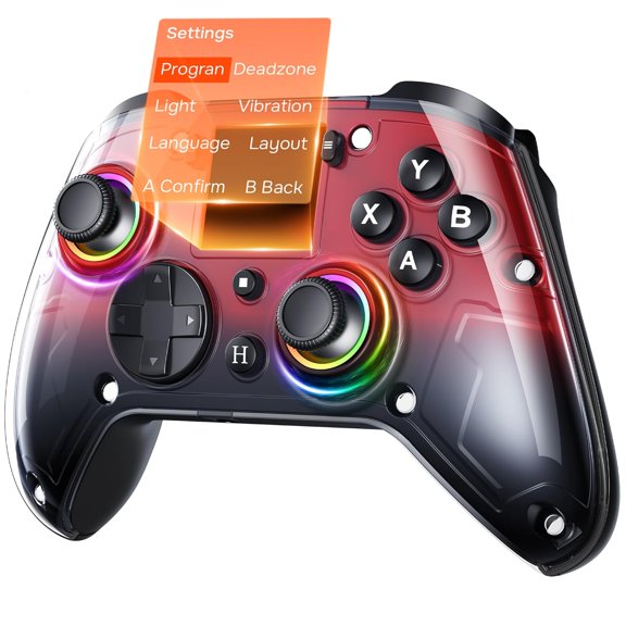 G7 Wireless Gaming Controller with Interactive Screen 1000Hz Polling Rate Hall Joysticks & Triggers 4 Programmable Buttons Compatible with PC Switch1 PS4 iOS Android Red