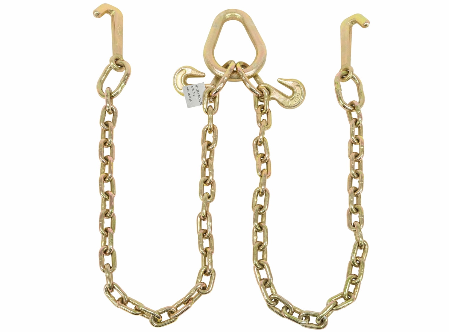 G70 5/16" V-Chain Bridle w/ 4" Mini J Hooks - Grab Hooks at Pear Link - 3ft Legs