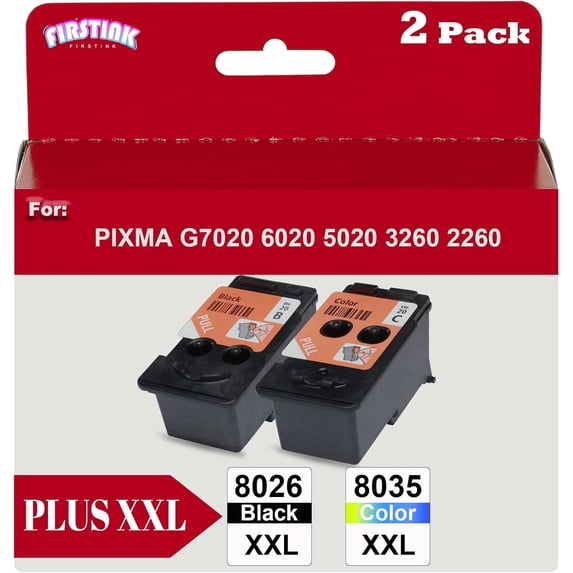 8026 Color 8026 8035 XXL Printhead Ink Cartridge 2-Pack Compatible for Canon PIXMA ...