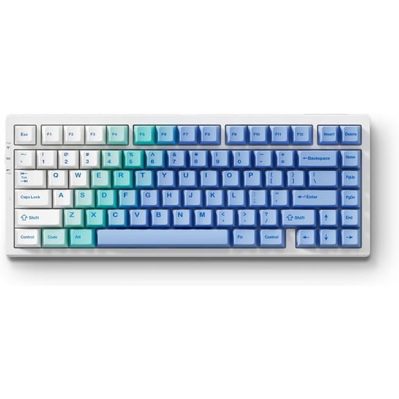 G75 PRO 75% Wireless Mechanical Keyboard, TKL Keyboards Tri-Mode BT5.0/2.4GHz/USB-C, Hot Swap Custom Creamy Keyboards Linear Switch, Double Shot PBT Keycaps RGB LED Backlit, White&Blue