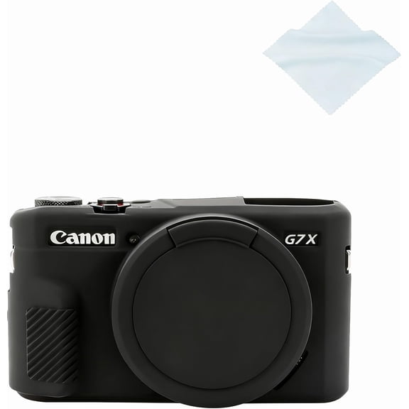G7X Mark II Camera Case, G7X Removable Lens Cover Silicone Cover for Canon PowerShot G7X ii, G7X Accessories, Lightweight Rubber Soft Silicone Case - Glamour Black