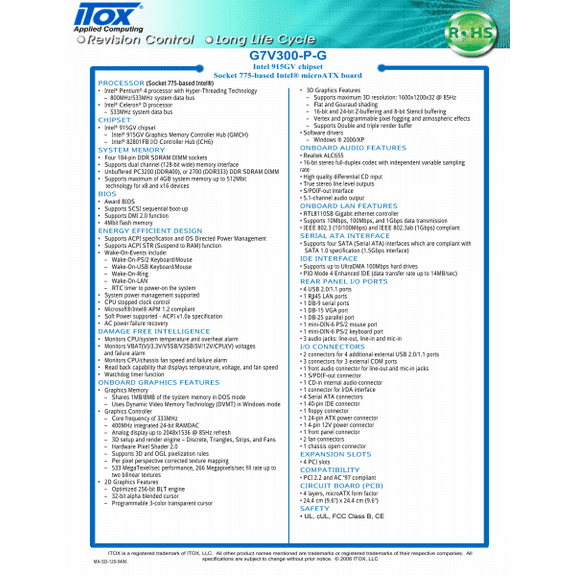 G7v300-sq, rohs,4xpci/4usb/l/v/s/p/sata, g7v302-152g,r.c00