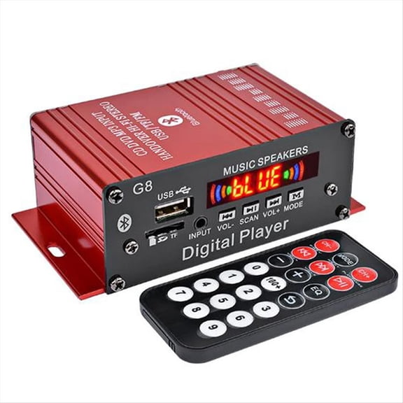 G8 Car 12V 200W 2 Channel Digital Power Amplifier Stereo Bluetooth AUX FM MP3 with Remote Control