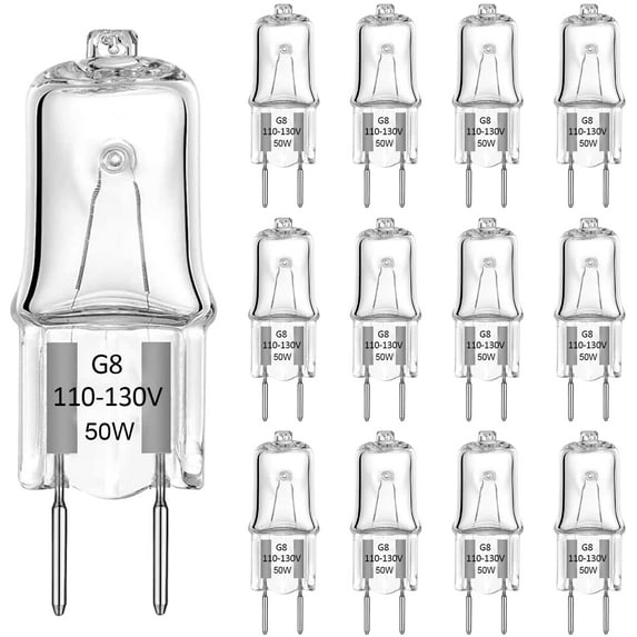 G8 Halogen Light Bulbs 50W Dimmable 120V G8 Base 2Pin Xenon Bulb T4 JCD Type Warm White Under Cabinet Puck Lighting Replacements(12 Pack)