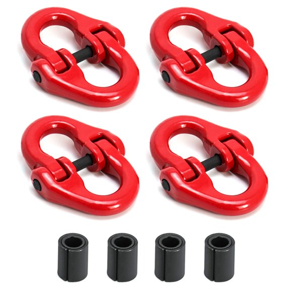 G80 Alloy Steel Hammerlock Coupling Link Connecting Link, 3/8", Red Painted, 7100 lbs Working Load Limit, 4 Pack